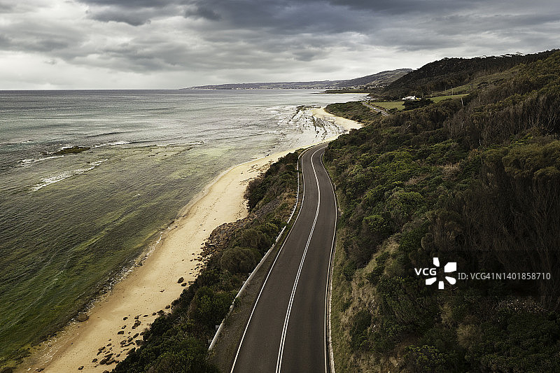 标志性大洋路的航拍景观图片素材