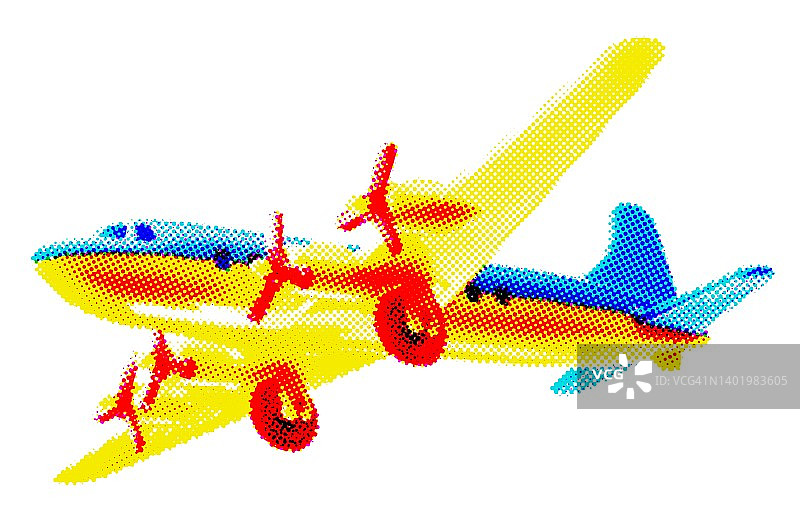 蓝色和黄色螺旋桨飞机图片素材