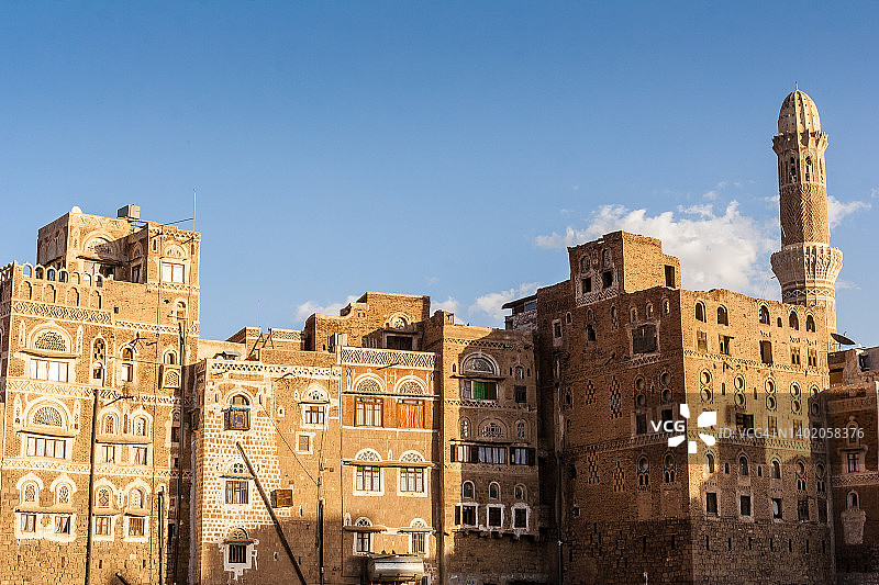 萨那的传统石头建筑图片素材