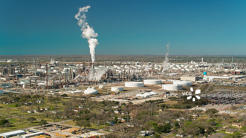 德克萨斯城的巨型炼油厂 - 航拍图片素材