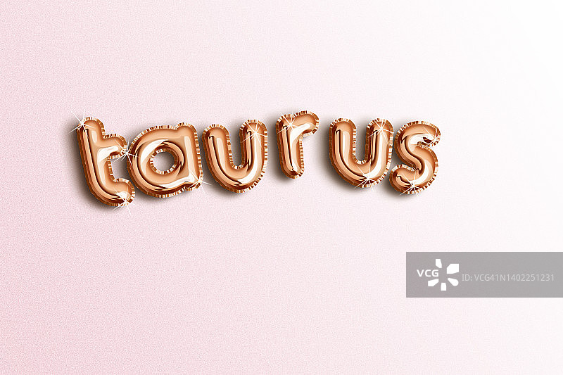 金色粉色气球金牛座星座标志图片素材
