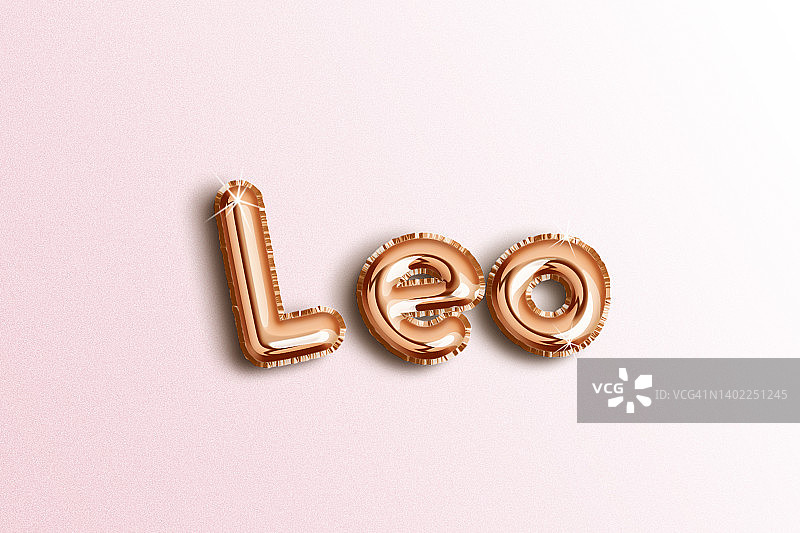 金色粉色气球上的狮子座图片素材