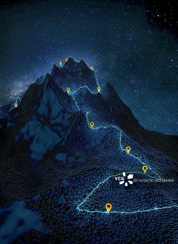 山间徒步小径插画图片素材