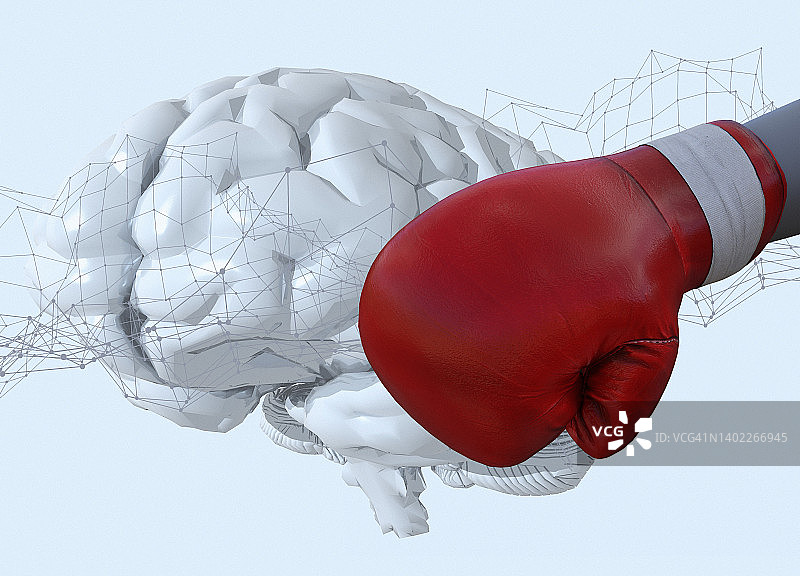 拳击对大脑的损害概念图图片素材