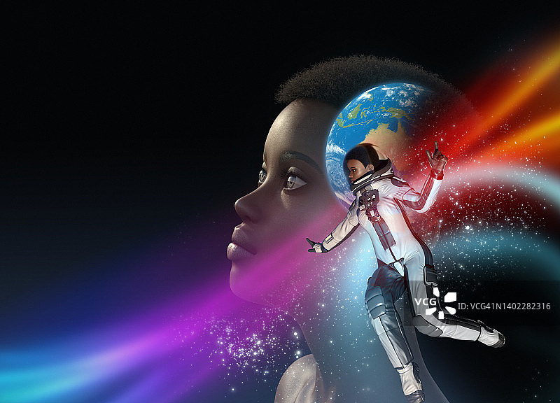 太空中的宇航员，插画图片素材