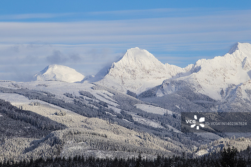 冬季的北喀斯喀特山脉图片素材