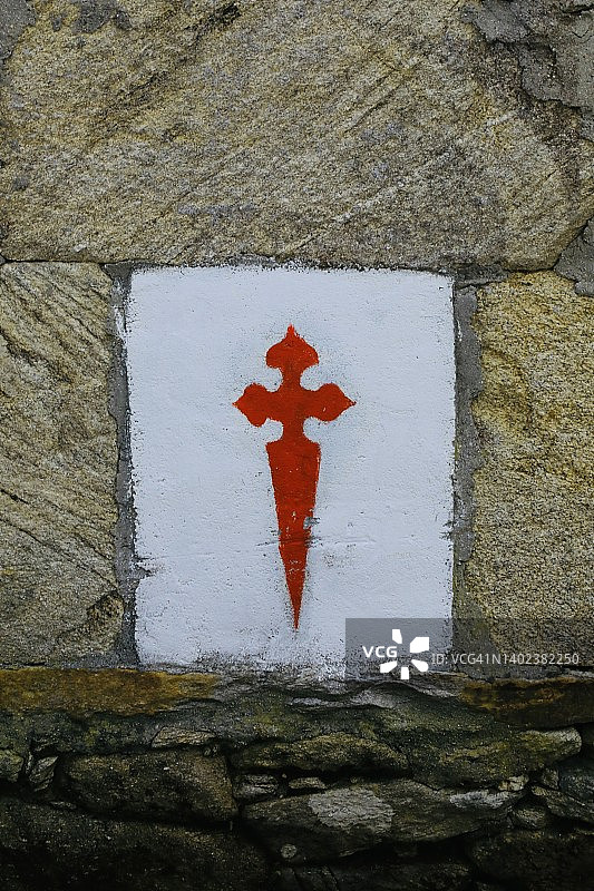 通往孔波斯特拉的圣地亚哥之路十字架标志图片素材