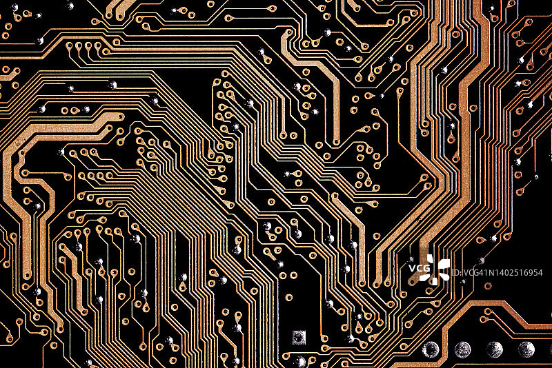 电路板和电子元件特写图片素材