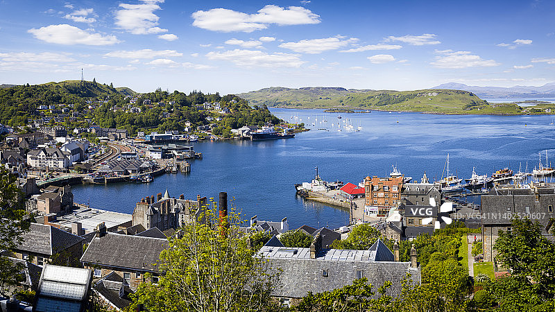 苏格兰假期：苏格兰西海岸奥本全景图片素材