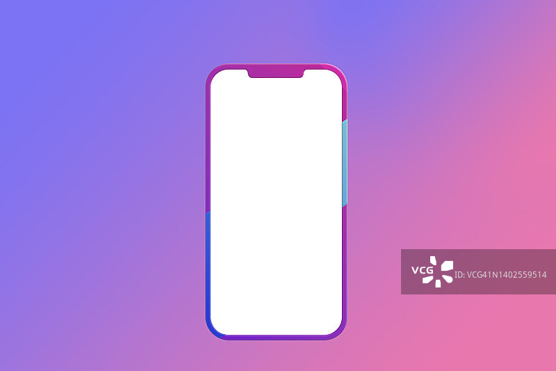 紫色粉色渐变背景上的智能手机样机图片素材