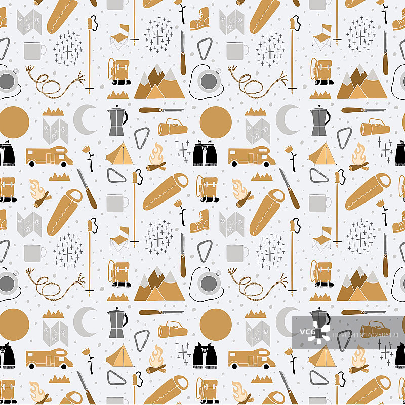 露营户外活动无缝图案插画图片素材