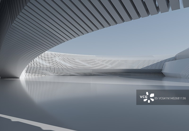 抽象的混凝土建筑背景。三维渲染图片素材