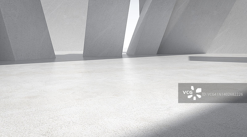 未来感的空房间，3d渲染图片素材