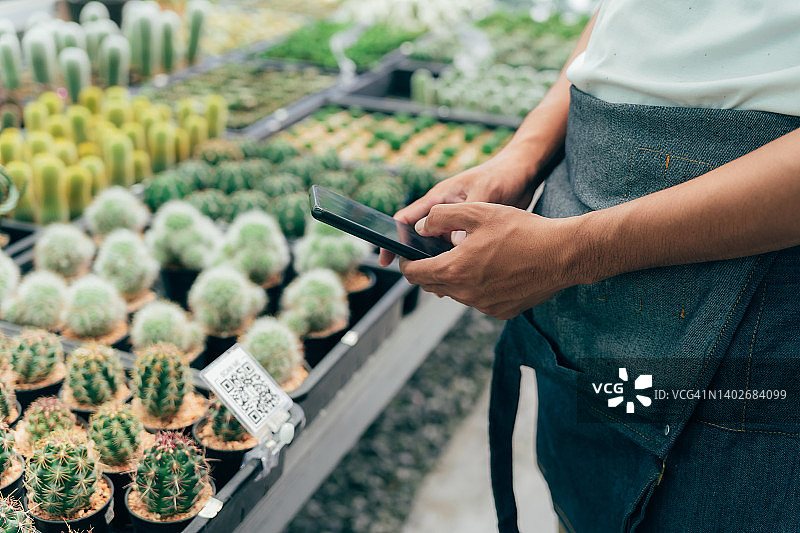 带二维码的园艺仙人掌图片素材