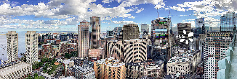 波士顿城市天际线全景（南端和南波士顿）图片素材