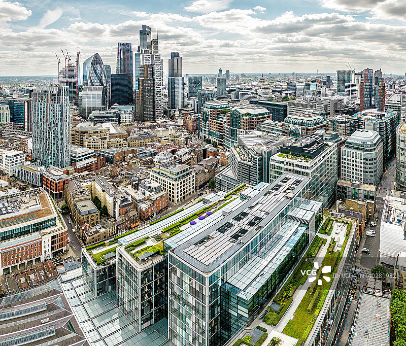 伦敦市天际线，无人机视角图片素材