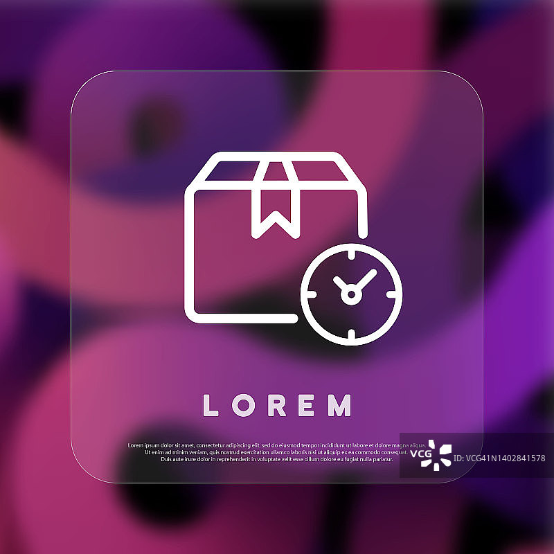 包裹图标。快速配送图标。快递运输。玻璃拟物风格。商业和广告矢量线条图标图片素材