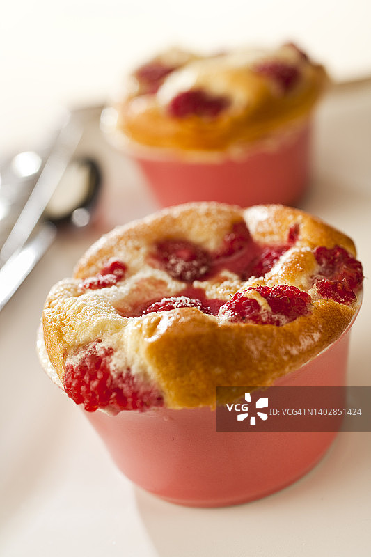 覆盆子舒芙蕾特写图片素材