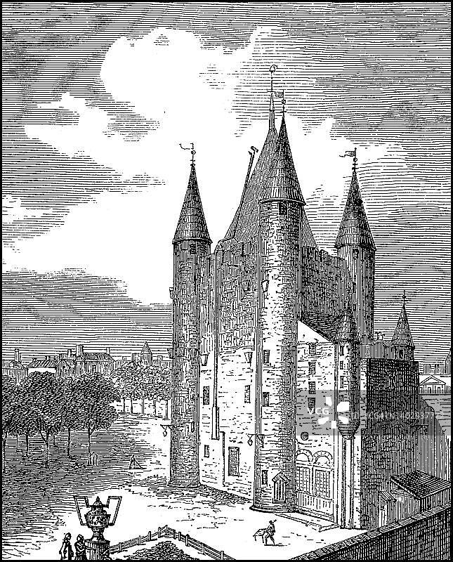 法国巴黎圣殿，历史数码照片图片素材