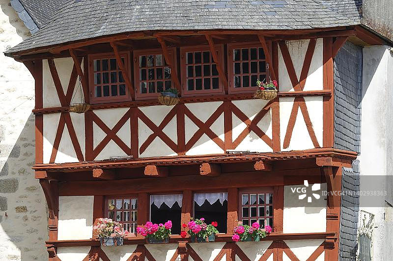 旧市场广场，卡迪纳尔楼，圣雷南老城区，菲尼斯泰尔省，布列塔尼地区，法国图片素材