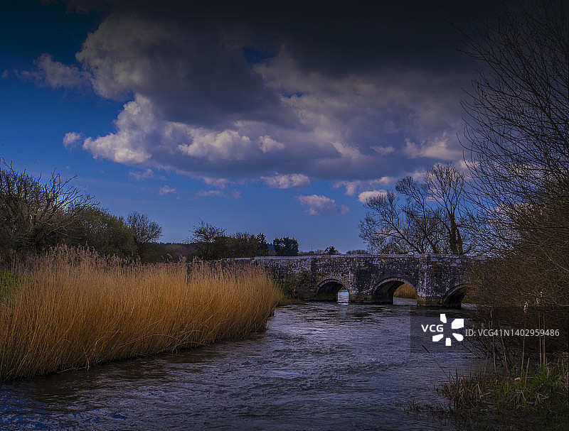 英国多塞特郡伍尔村附近的弗罗姆河图片素材