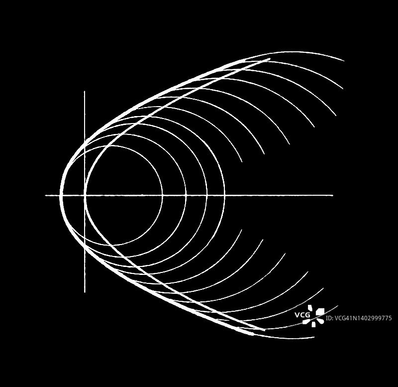 抛物线包络旧版画图片素材