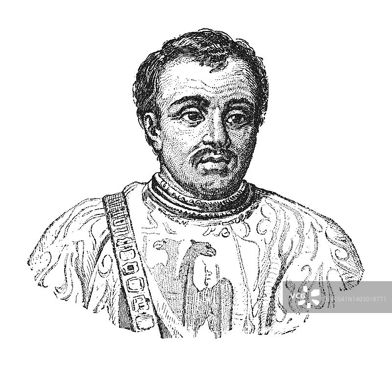 贝特朗·杜·盖克兰肖像：布列塔尼之鹰，百年战争时期法国重要军事统帅图片素材