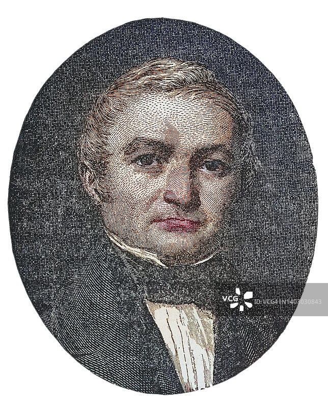 法国政治家和历史学家路易·阿道夫·梯也尔肖像（1797-1877年）图片素材