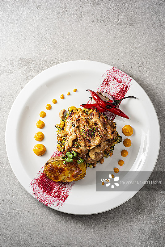 泰式花生鸡肉图片素材