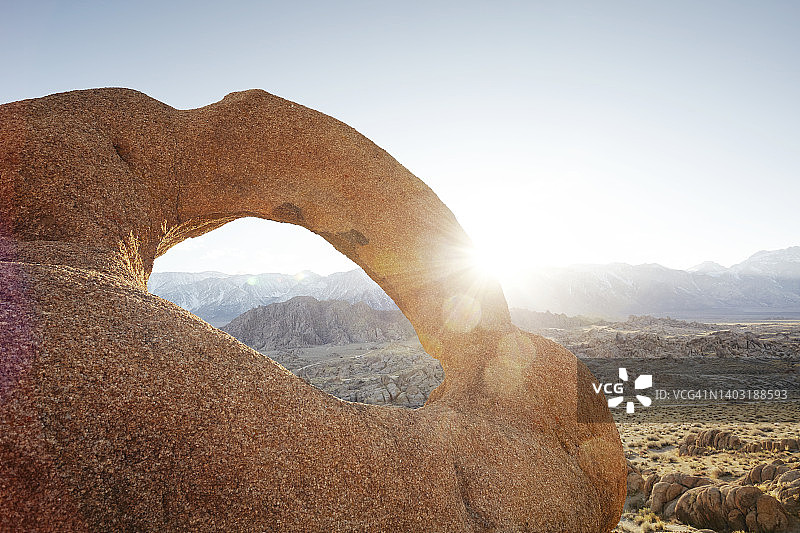 沙漠景观中被侵蚀的天然拱门图片素材