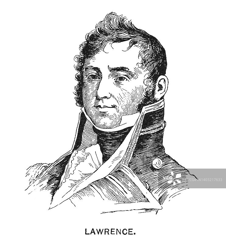 1812年战争期间美国海军军官詹姆斯·劳伦斯肖像（指挥切萨皮克号护卫舰）图片素材