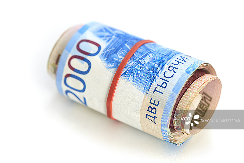 卢布纸币卷图片素材