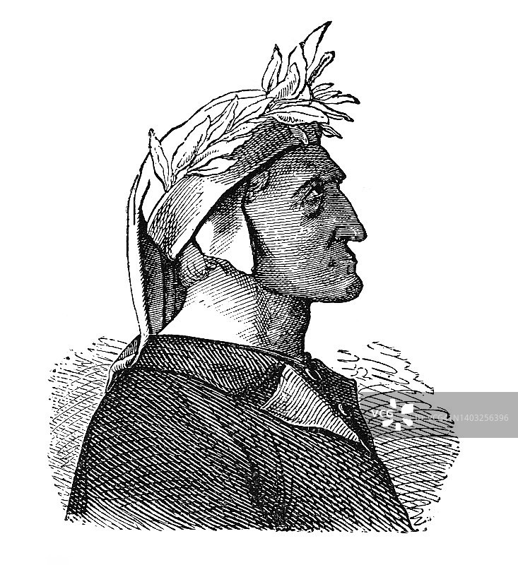 意大利诗人但丁·阿利吉耶里 портрет图片素材