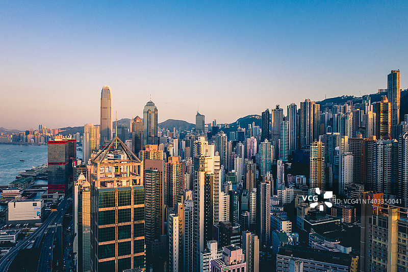 香港城市天际线日落景色图片素材