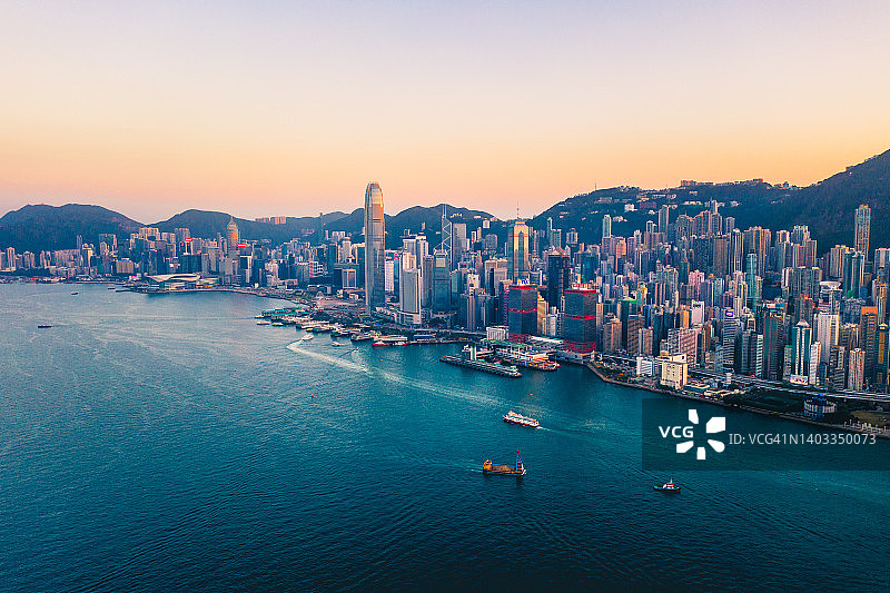 香港城市天际线日落景色图片素材