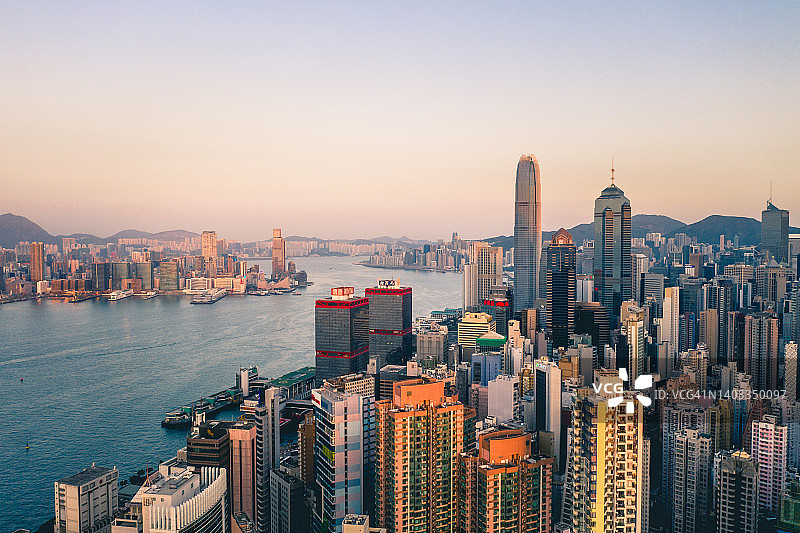 香港城市天际线日落景色图片素材
