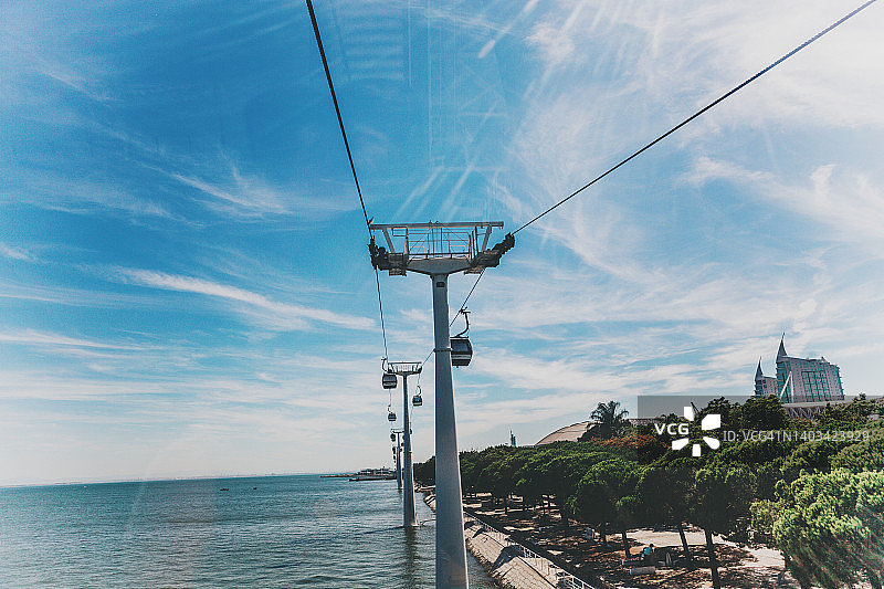 葡萄牙里斯本达伽马大桥和达伽马塔图片素材