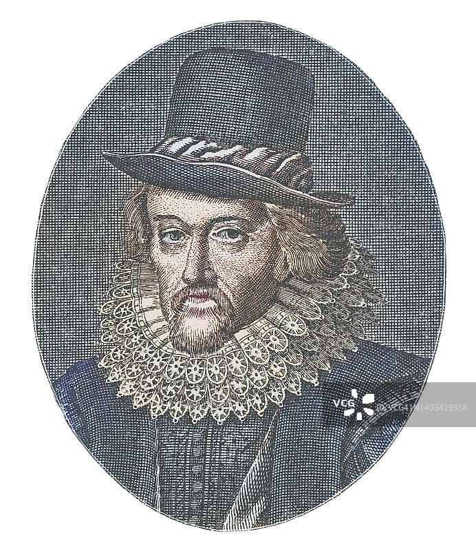 弗朗西斯·培根肖像，第一代圣阿尔班子爵（维鲁兰勋爵）- 英国哲学家和政治家，曾担任检察总长和英国大法官图片素材