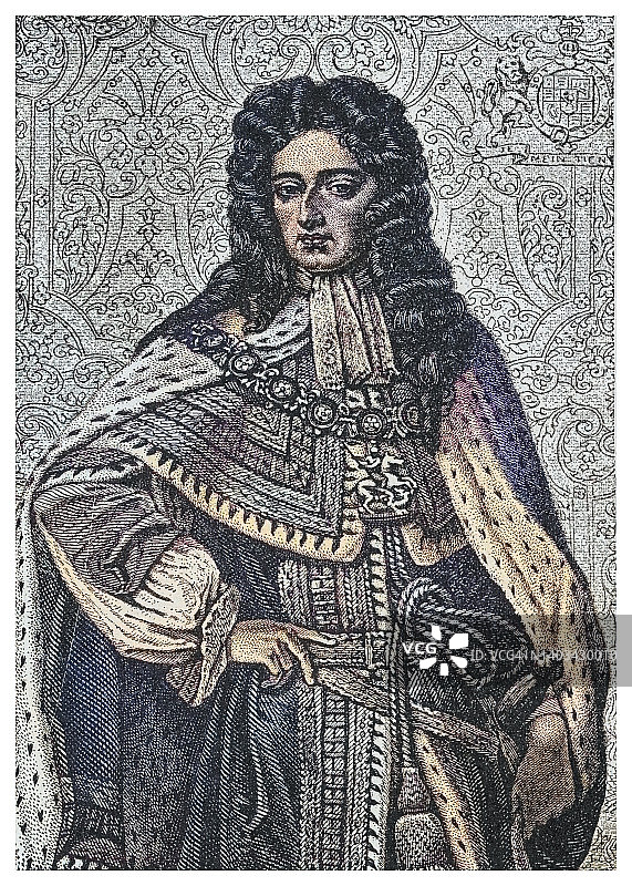 英国威廉三世，奥兰治的威廉肖像图片素材