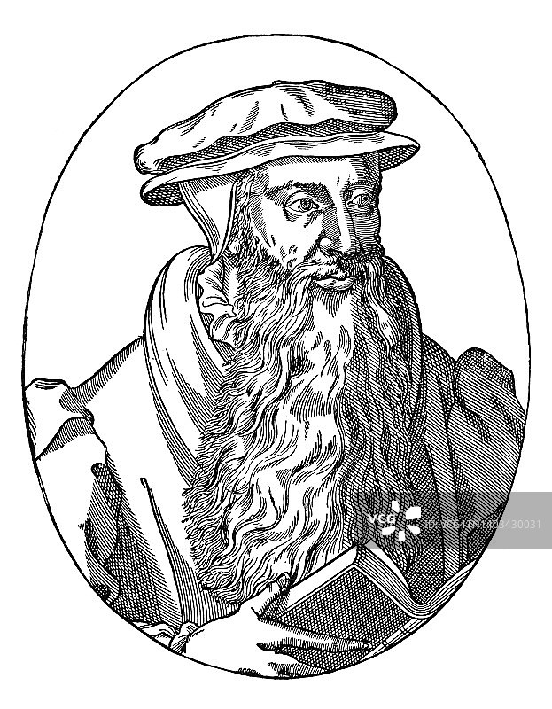 约翰·诺克斯肖像：苏格兰牧师、改革宗神学家和作家，苏格兰长老会创始人图片素材