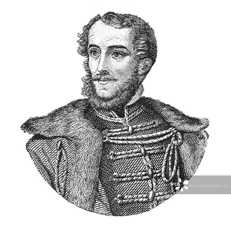 匈牙利王国总督兼总统拉约什·科苏特肖像图片素材