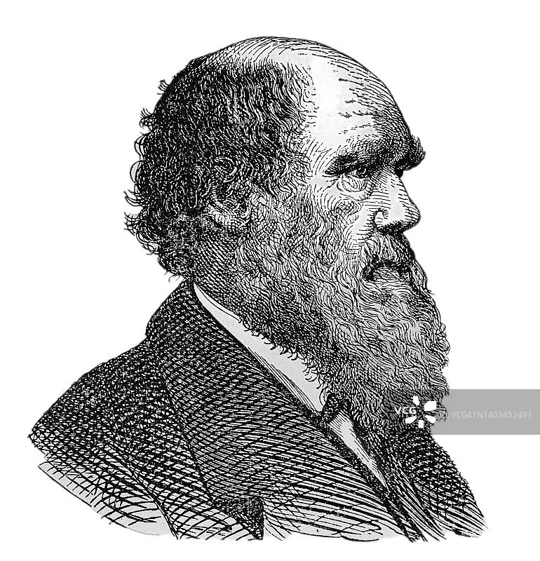 英国博物学家查尔斯·罗伯特·达尔文肖像图片素材