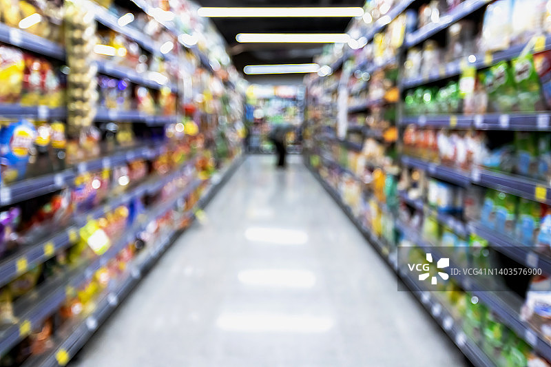 超市食品饮料图像的模糊抽象背景图片素材