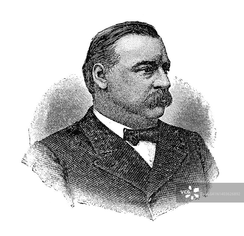 美国第22任和24任总统格罗弗·克利夫兰画像（1885-1889年和1893-1897年）图片素材