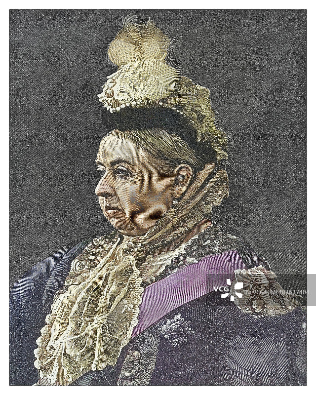 维多利亚女王肖像，大不列颠及爱尔兰联合王国女王图片素材