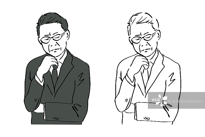 烦恼的中层管理办公室职员剪影矢量漫画风格插画素材图片素材