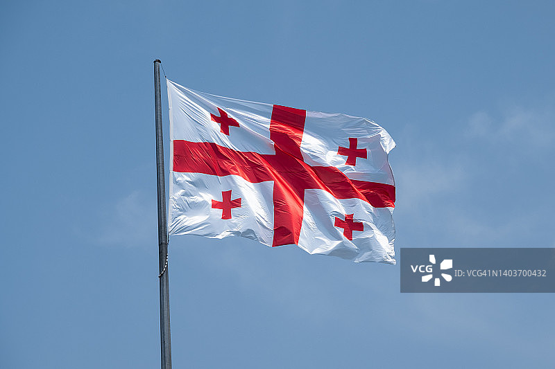 格鲁吉亚国旗蓝天飘扬图片素材
