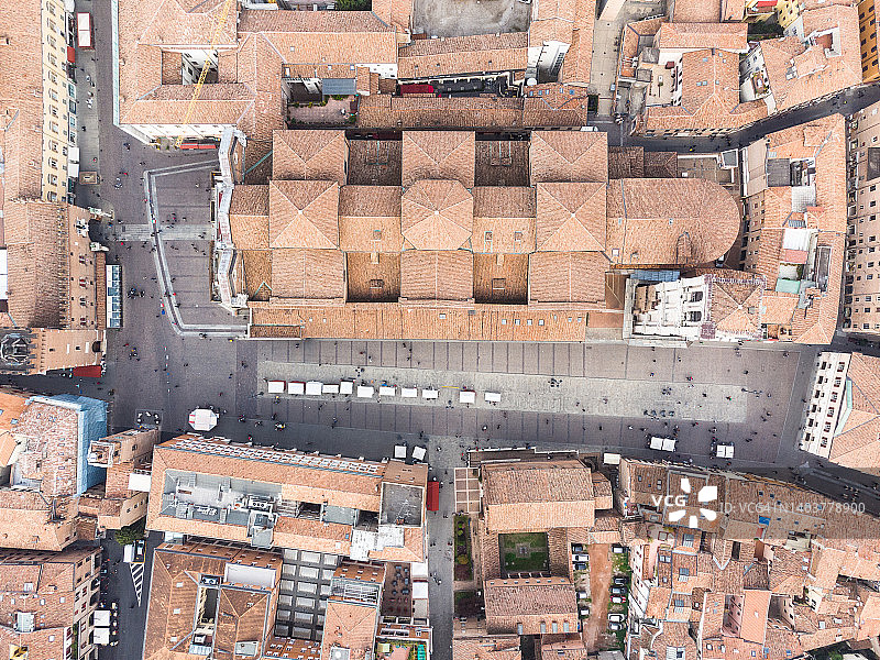 意大利费拉拉历史中心的俯视图图片素材