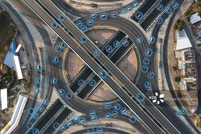 汽车传感系统概念：自动驾驶汽车，驾驶辅助系统图片素材