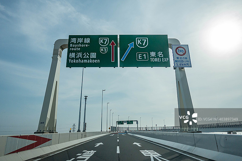日本横滨市的城市高速公路枢纽图片素材
